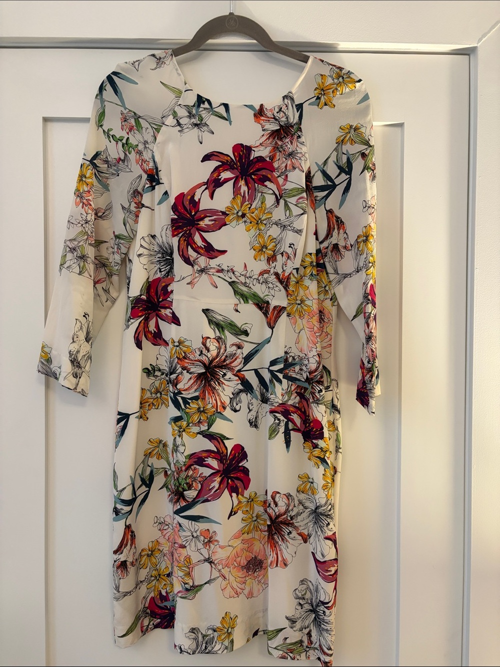 Reiss Floral Print White Midi Dress - Elegant Garden Style